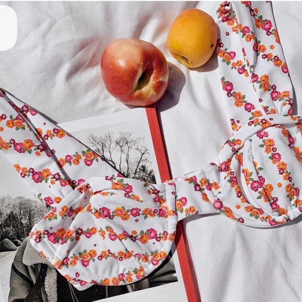 For Love And Lemons underwire White and Pink Floral Bra Top Sz XS high